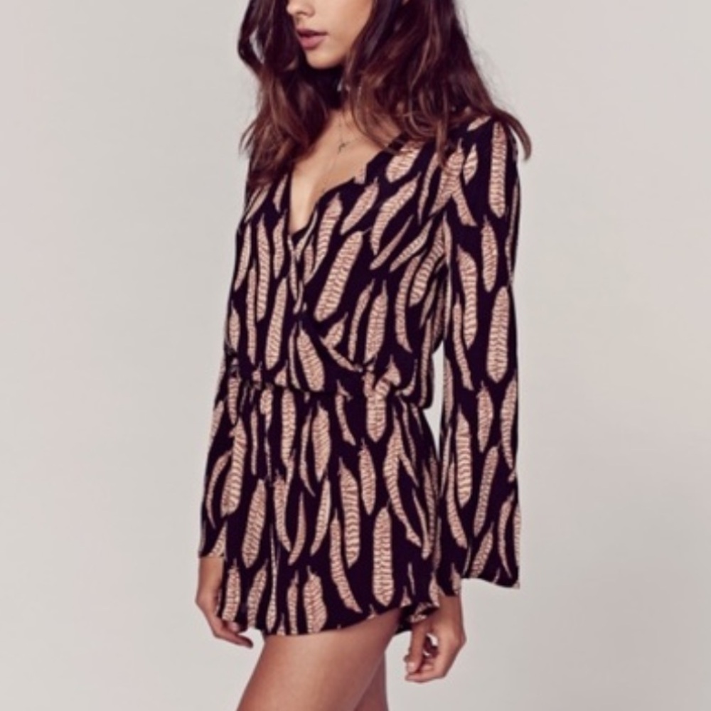 Blue Life feather shorts romper